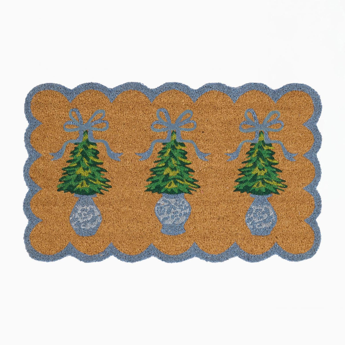 Door Mat Scalloped Winter Pines