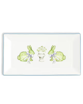 Francesca Bunny Rectangle Platter White/Multi 12x6.5