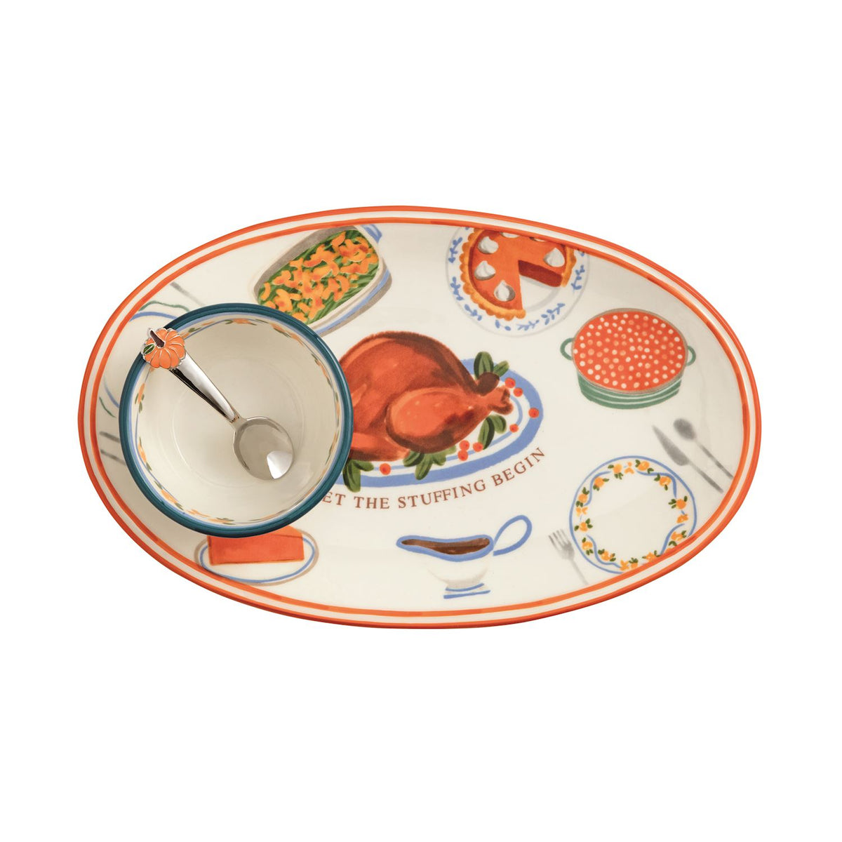 Turkey Dinner Tray & Dip Set