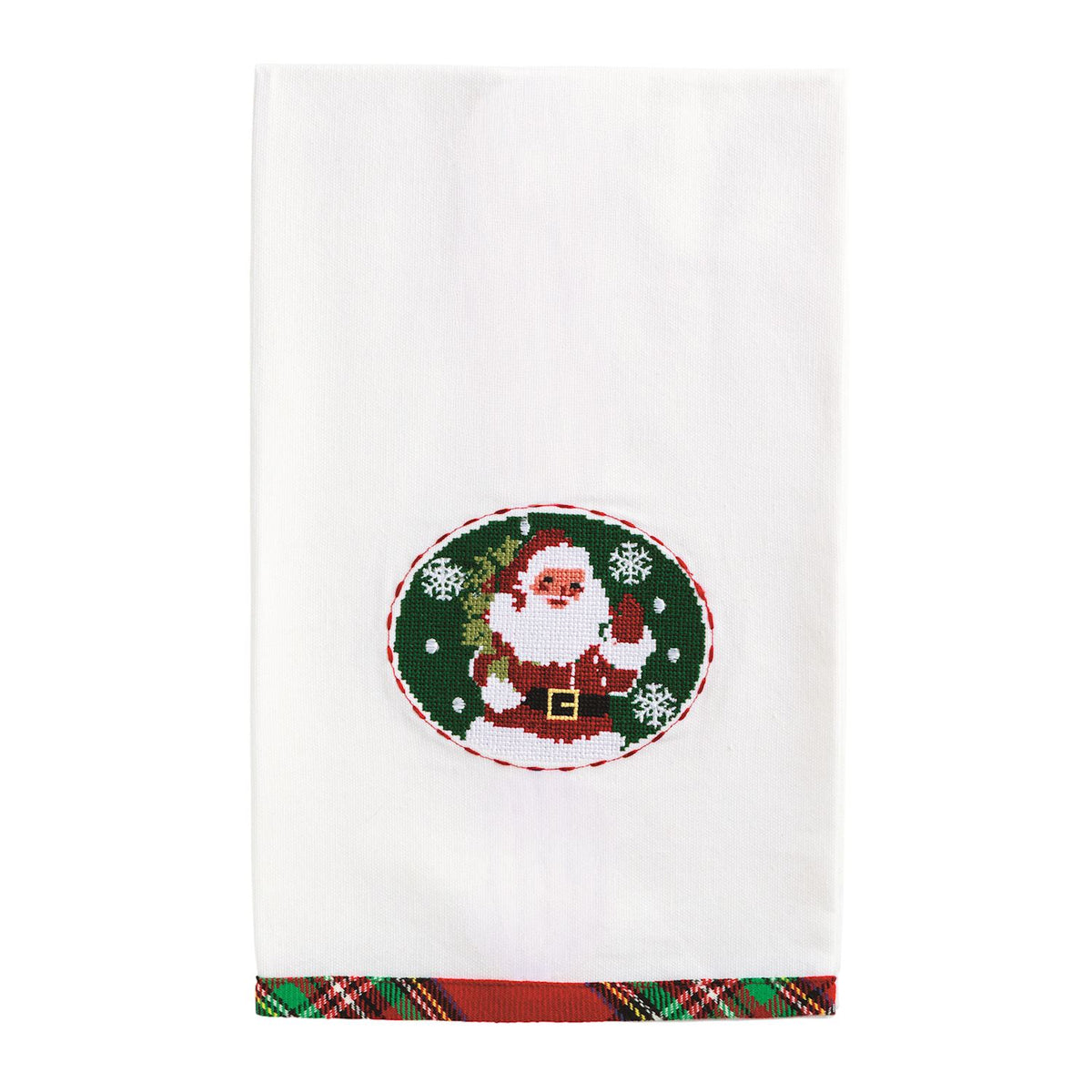 Santa Needlepoint Christmas Towel