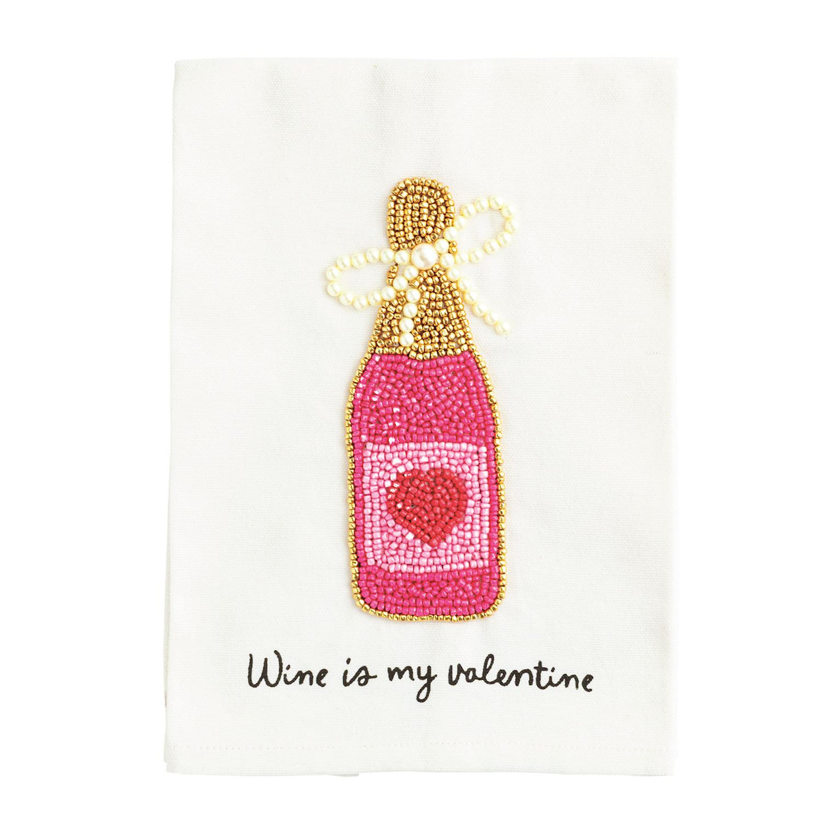 Wine Valentine's Beaded Towel