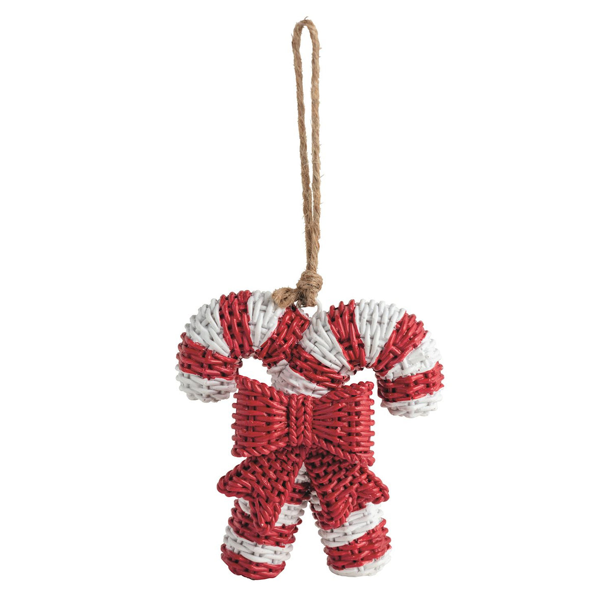 Candy Cane Resin Wicker Ornament