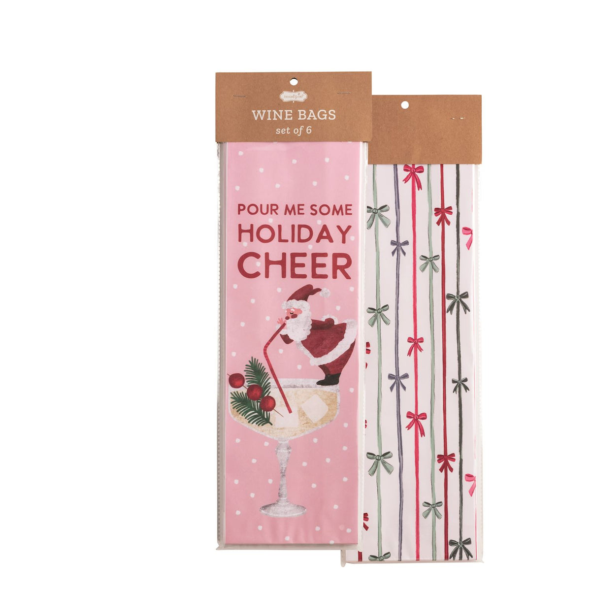 Holiday Cheer Paper Wine Bag Set
