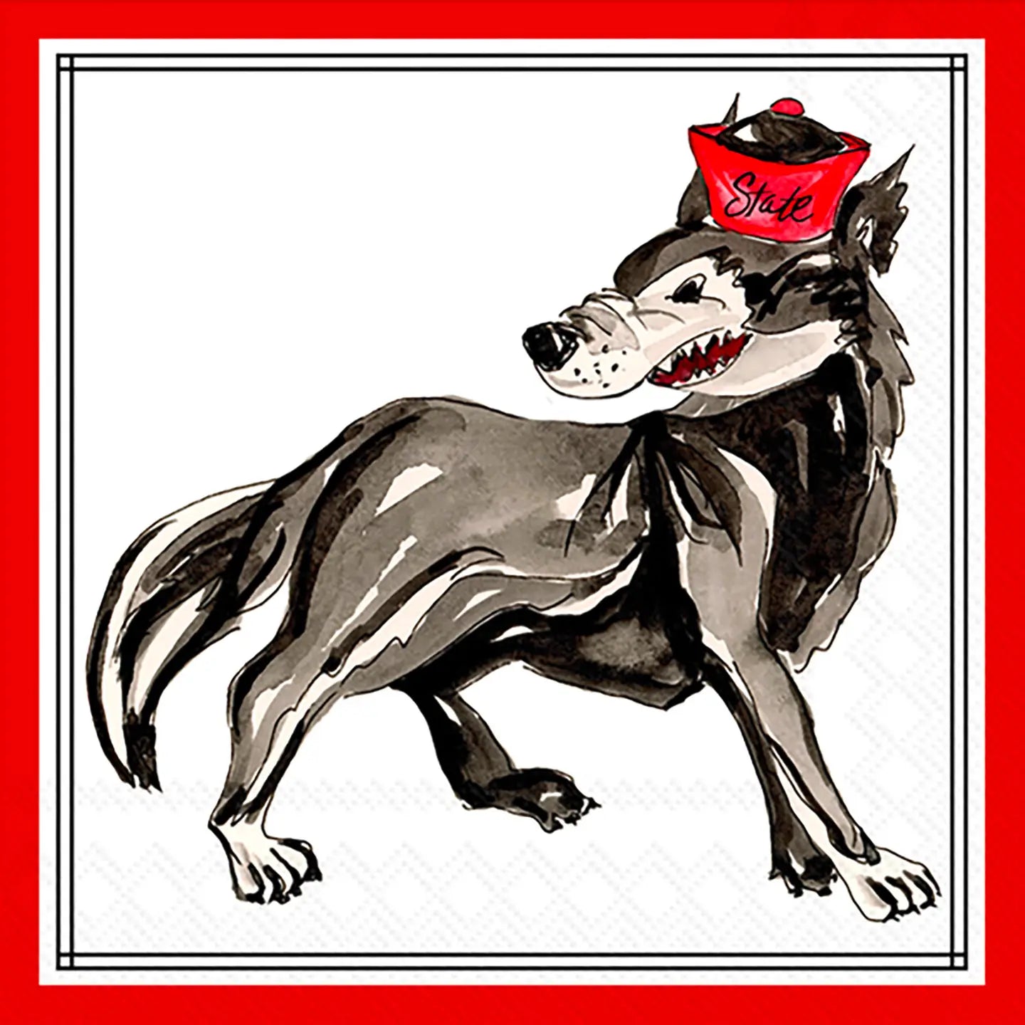 Paper Cocktail Napkins 20 Ct Red Wolf Hometown Pride