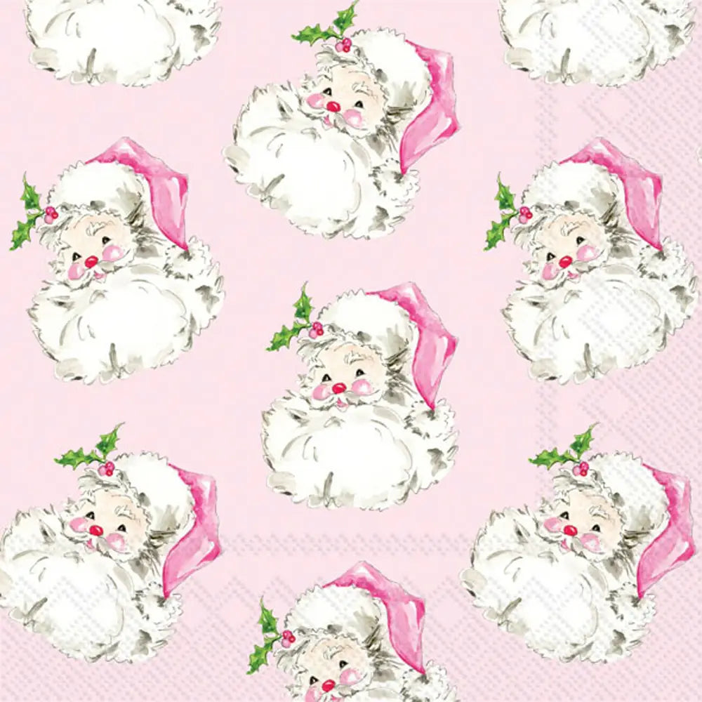 Paper Lunch Napkins 20 Ct Pink Santa Christmas