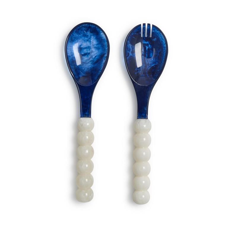 Modern Pop S/2 Blue and White Salad Serving Set in Gift Box