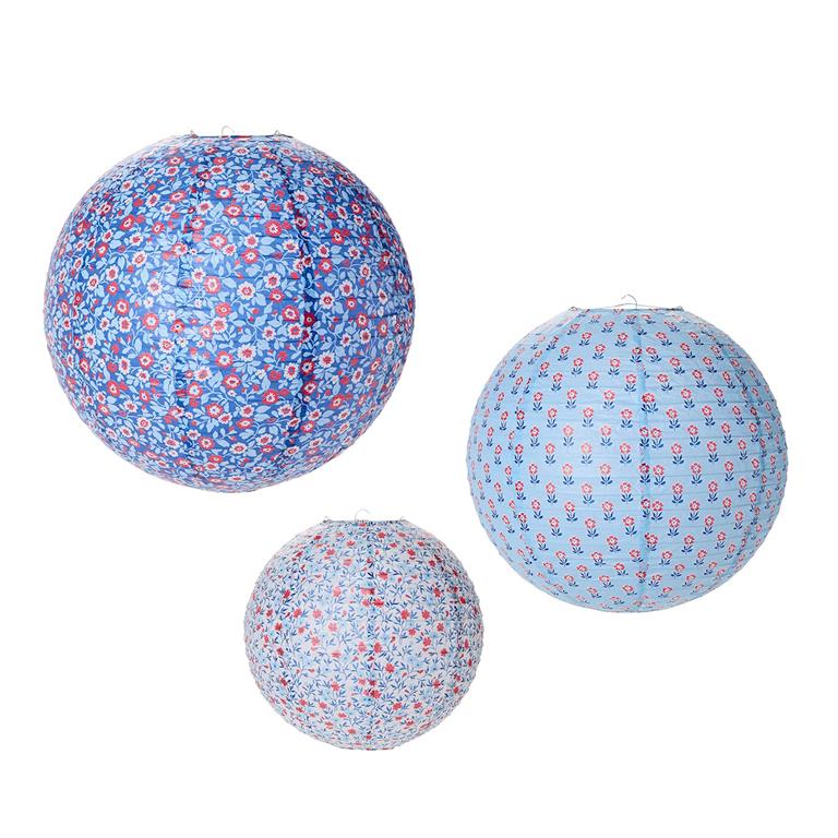 3Red, White and Bloom Paper Lanterns in Gift Pack Includes 3 Sizes/Patterns