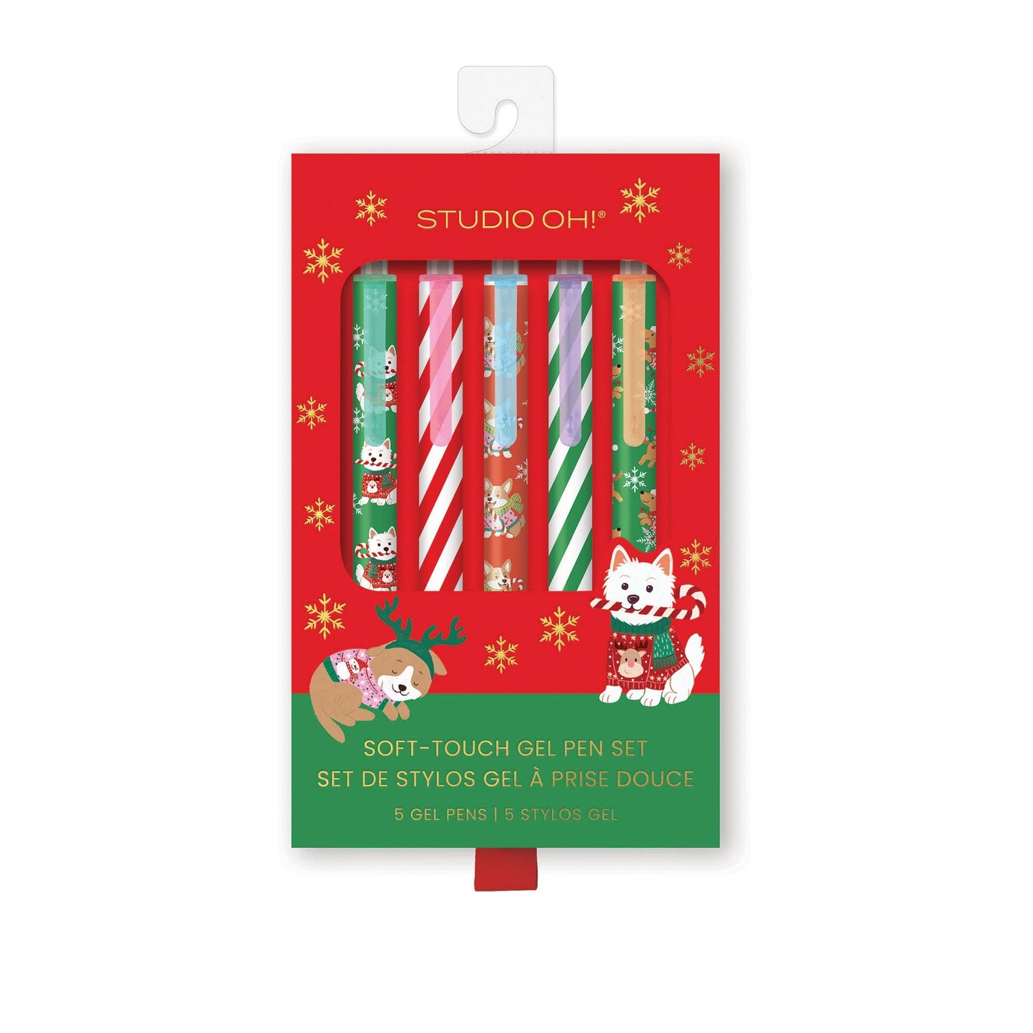 Cheery Christmas Dogs Soft-Touch Gel Pen Set