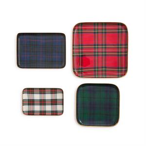 Tartan Set of 4 Decorative Metal Trays