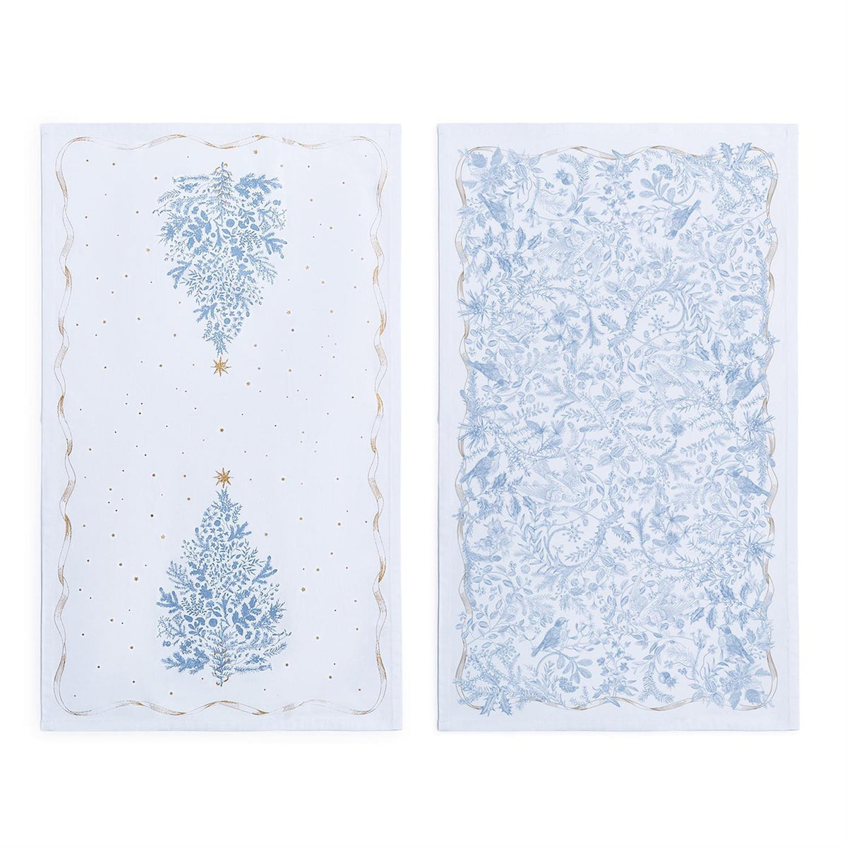 Gilded Cottage Set of 2 Dish Towels Includes Metallic Accented and Printed Pattern