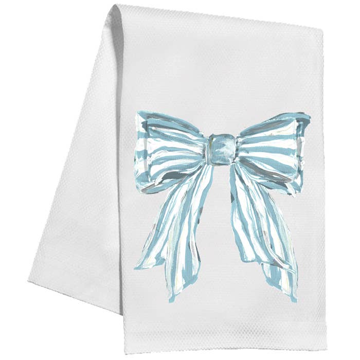 Blue Striped Bow Kitchen Towel