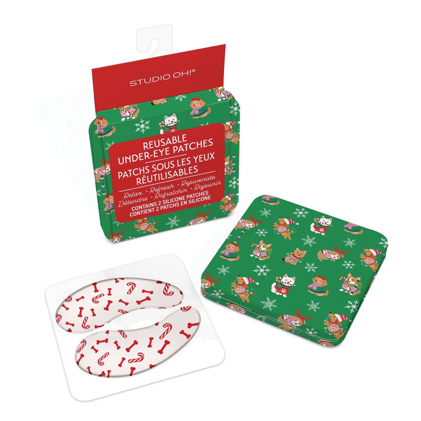 Cheery Christmas Dogs Reusable Under-Eye Patches
