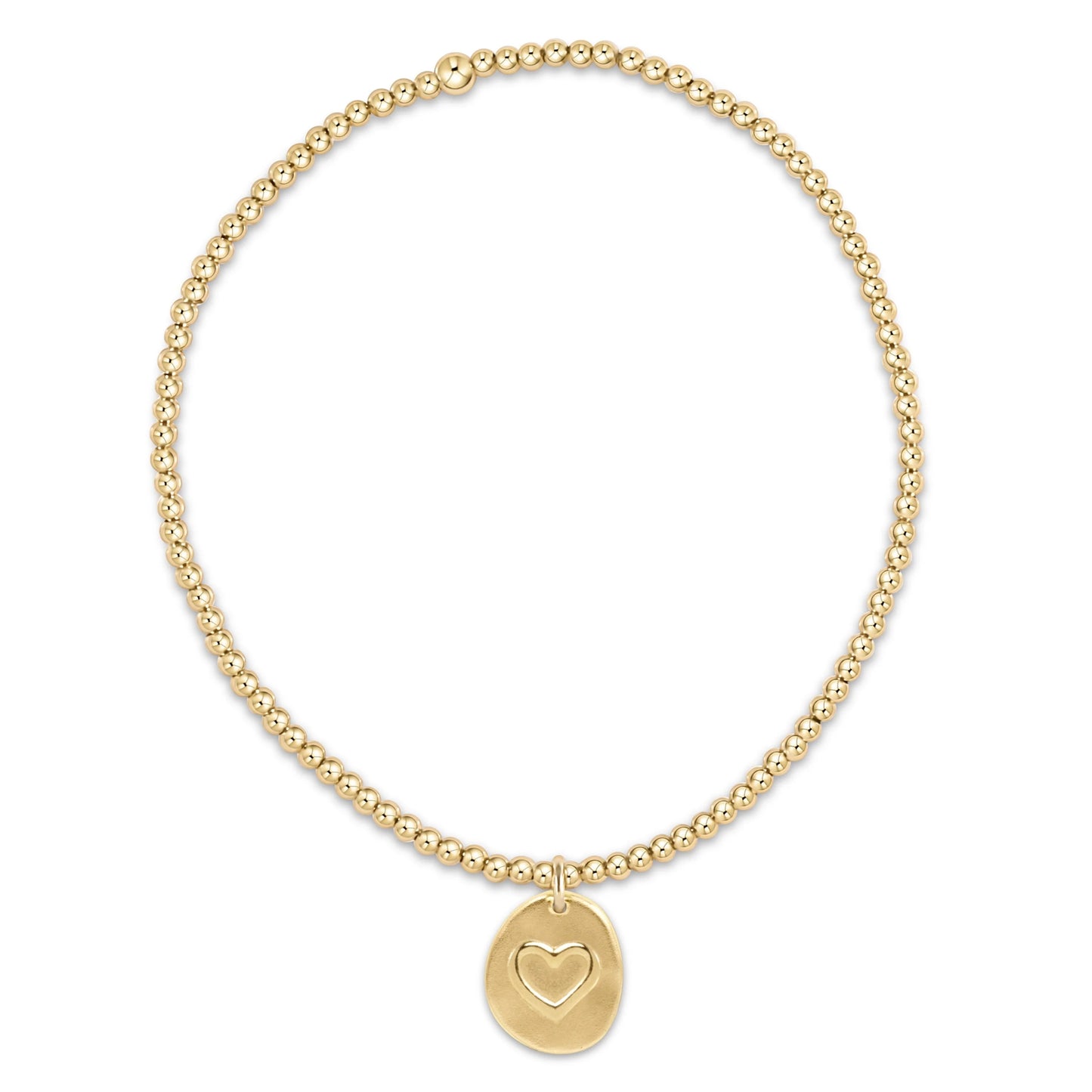 Classic Gold 2mm bead bracelet - Inspire love small gold charm