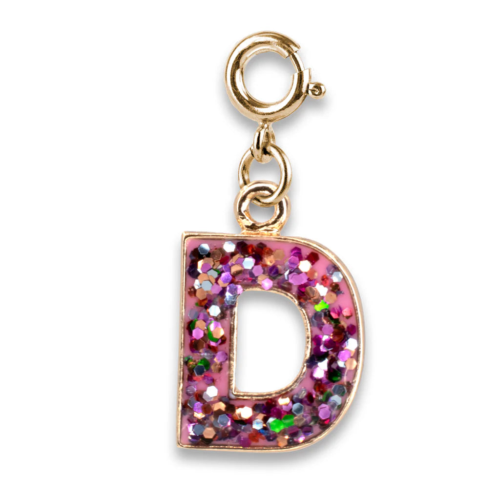 Gold Glitter Initials - D Charm
