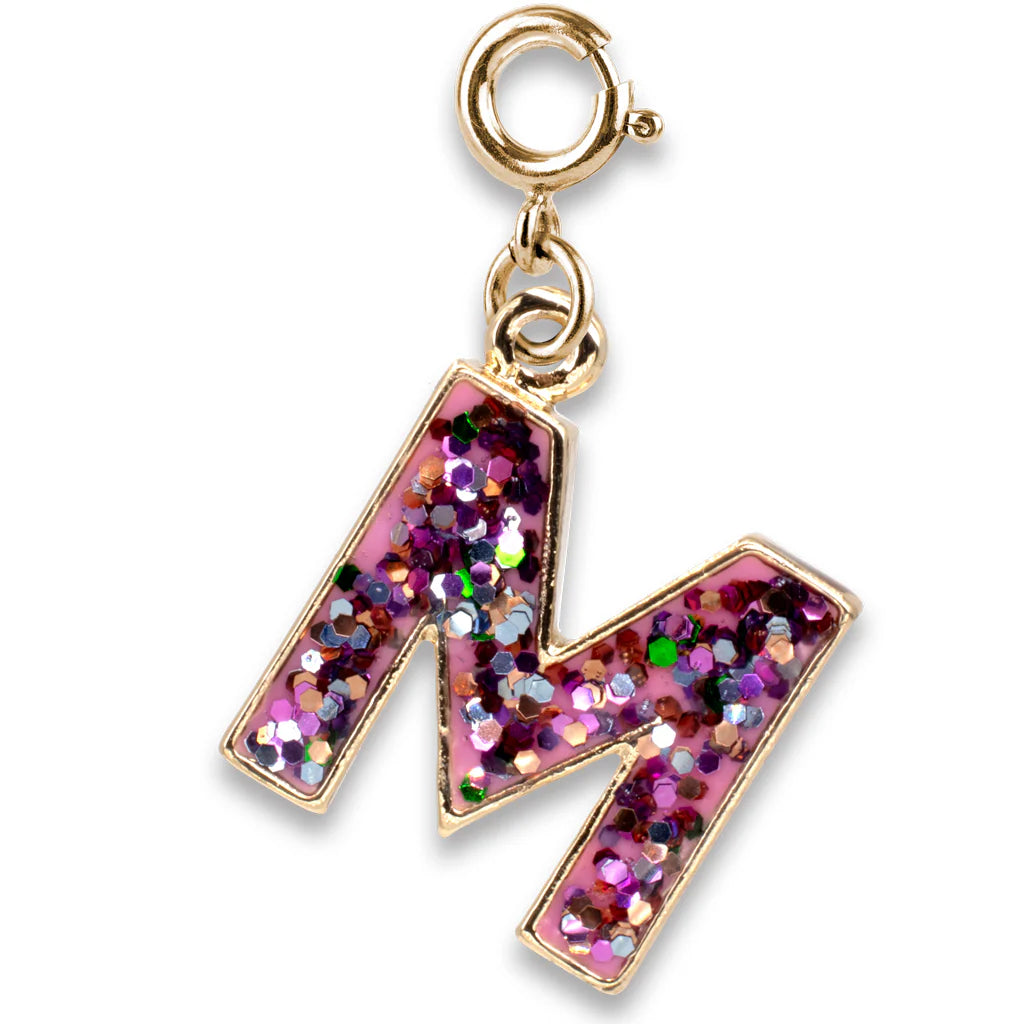 Gold Glitter Initials - M Charm
