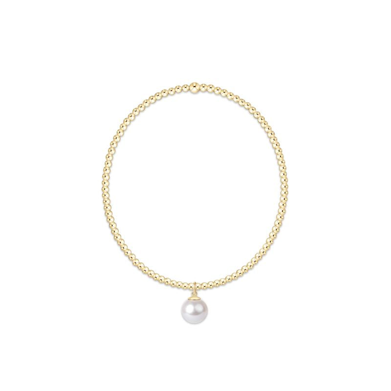 Classic Gold 2mm Bracelet - Classic Pearl 8mm Charm