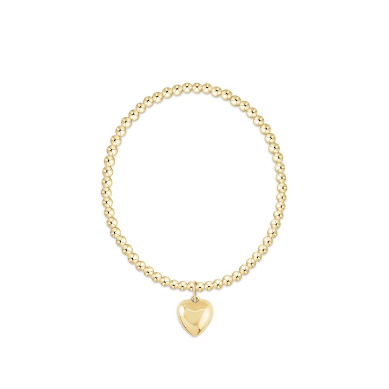 Classic Gold 3mm Bracelet - Love Plush Gold Charm