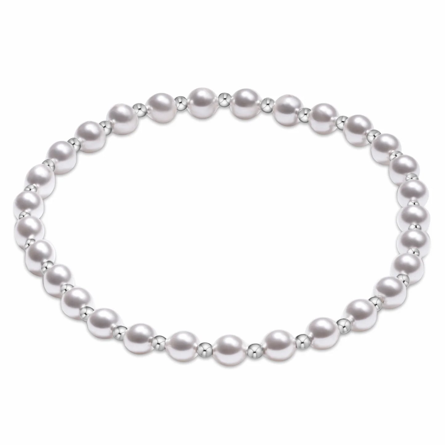 Classic Grateful Pattern Sterling 4mm Bead Bracelet - Pearl