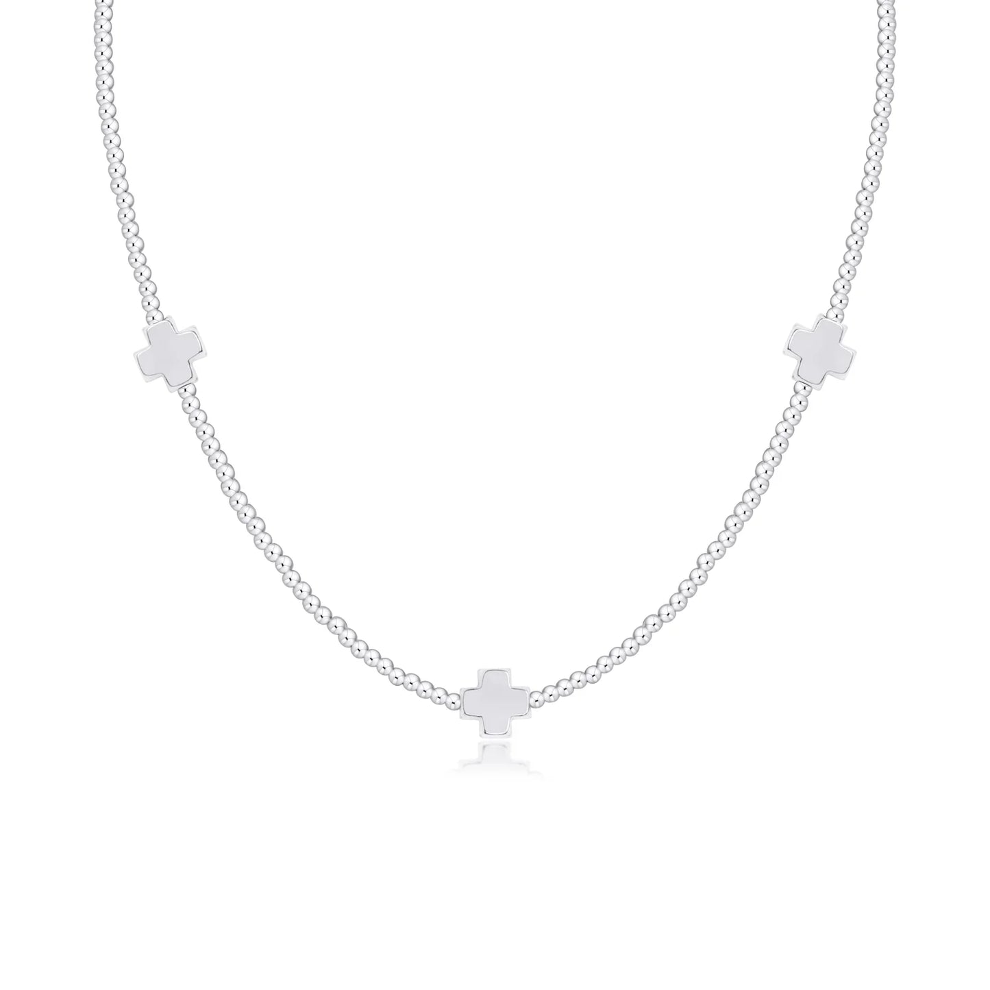 15" Choker SIgnature Cross Sterling Pattern 2mm Bead - Signature Cross Sterling