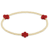 Signature Cross Gold Pattern 2mm Bead Bracelet - multiple colors
