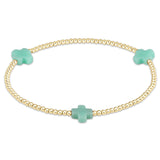 Signature Cross Gold Pattern 2mm Bead Bracelet - multiple colors