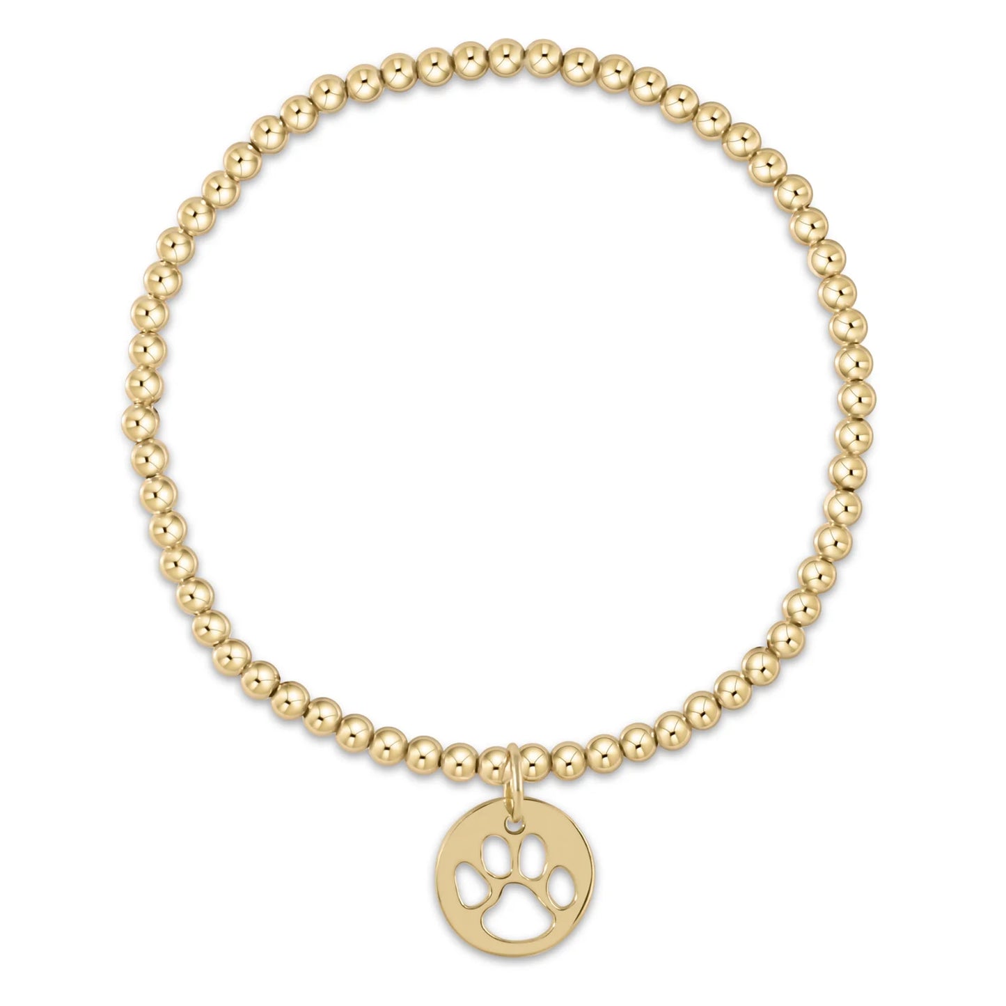 egirl classic Gold 3mm Bead Bracelet - Paw Print gold