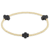 Signature Cross Gold Pattern 2mm Bead Bracelet - multiple colors