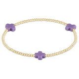 Signature Cross Gold Pattern 2mm Bead Bracelet - multiple colors