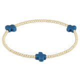 Signature Cross Gold Pattern 2mm Bead Bracelet - multiple colors