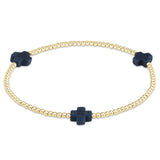 Signature Cross Gold Pattern 2mm Bead Bracelet - multiple colors