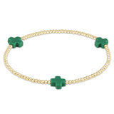Signature Cross Gold Pattern 2mm Bead Bracelet - multiple colors