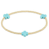 Signature Cross Gold Pattern 2mm Bead Bracelet - multiple colors