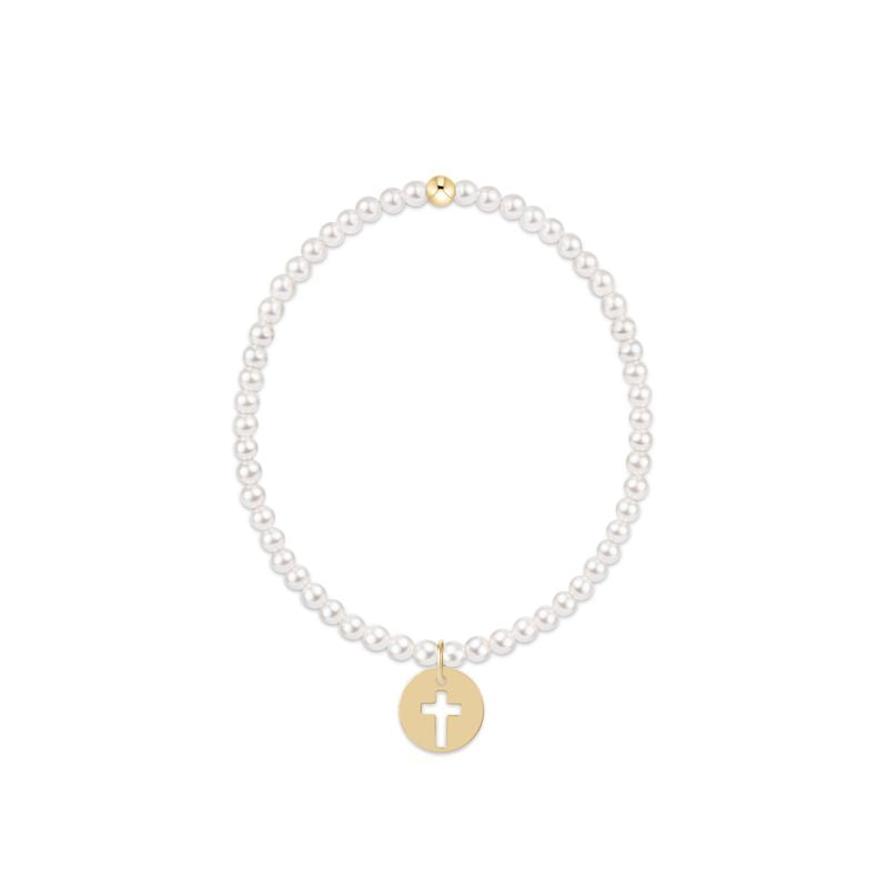 egirl Classic pearl 3mm bead bracelet - Blessed Gold Disc