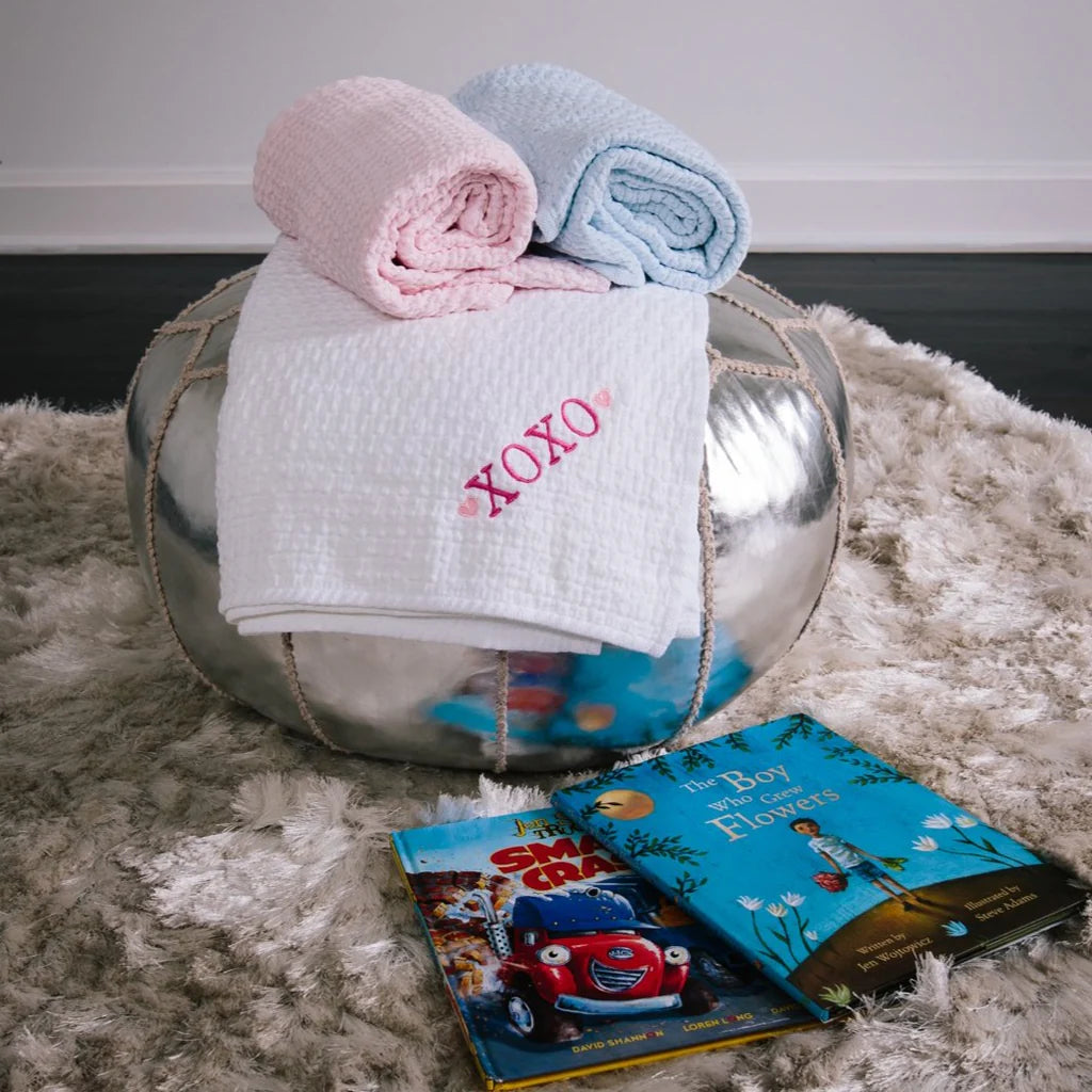 Basketweave blanket w/ monogram