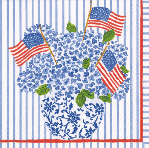 Flags And Hydrangeas Napkin Cocktail