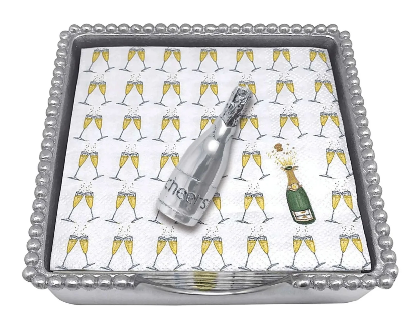 Champagne Bottle Beaded Napkin Box