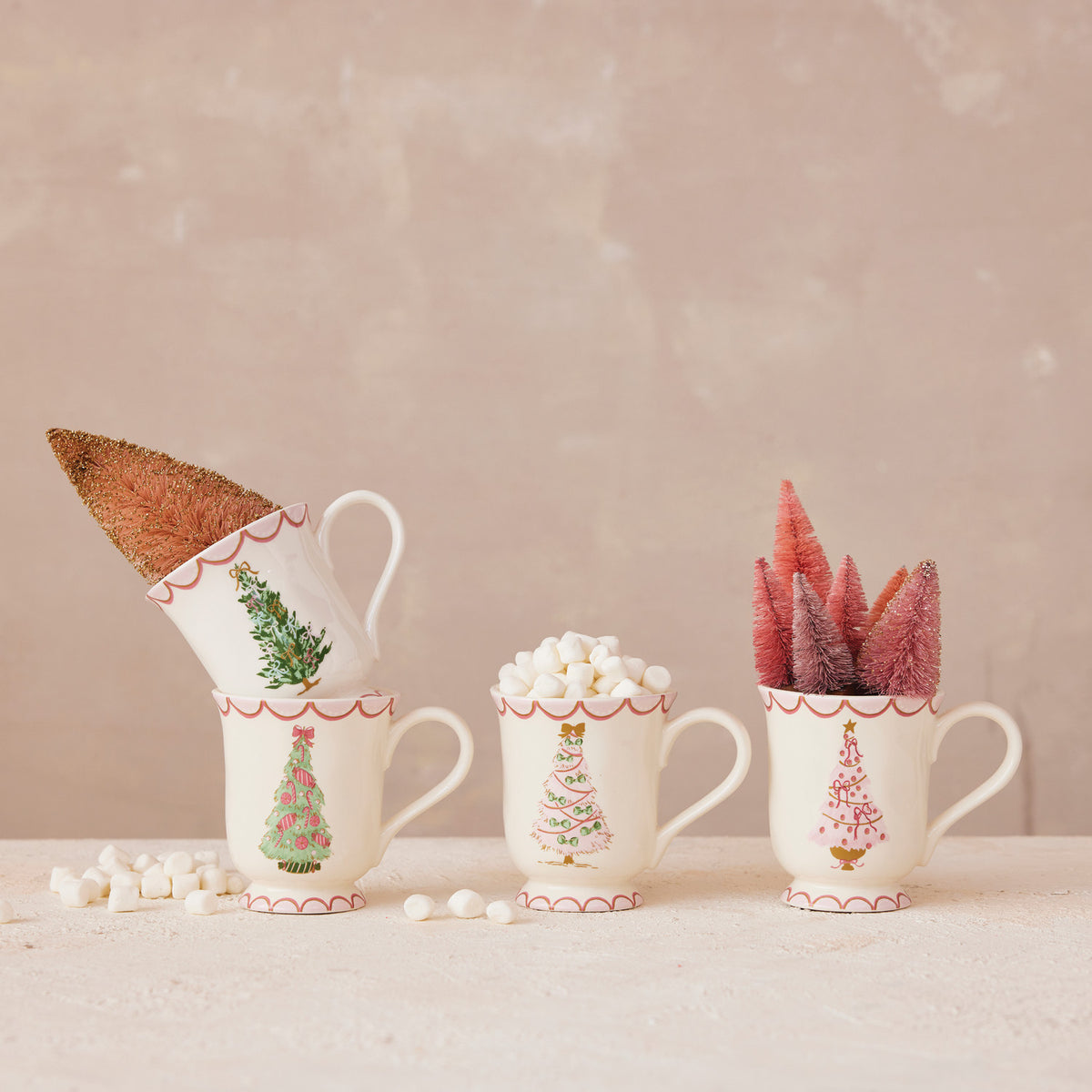 12 oz. Stoneware Mug with Christmas Tree, 4 Styles ©