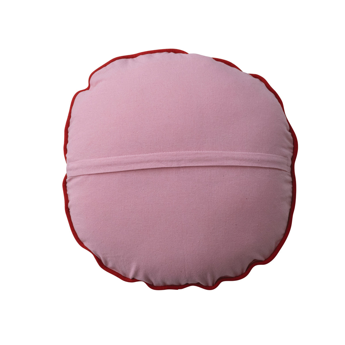 16" Round Linen Printed Pillow with Beads, Piping & Cotton Back "Deck The Halls" ©