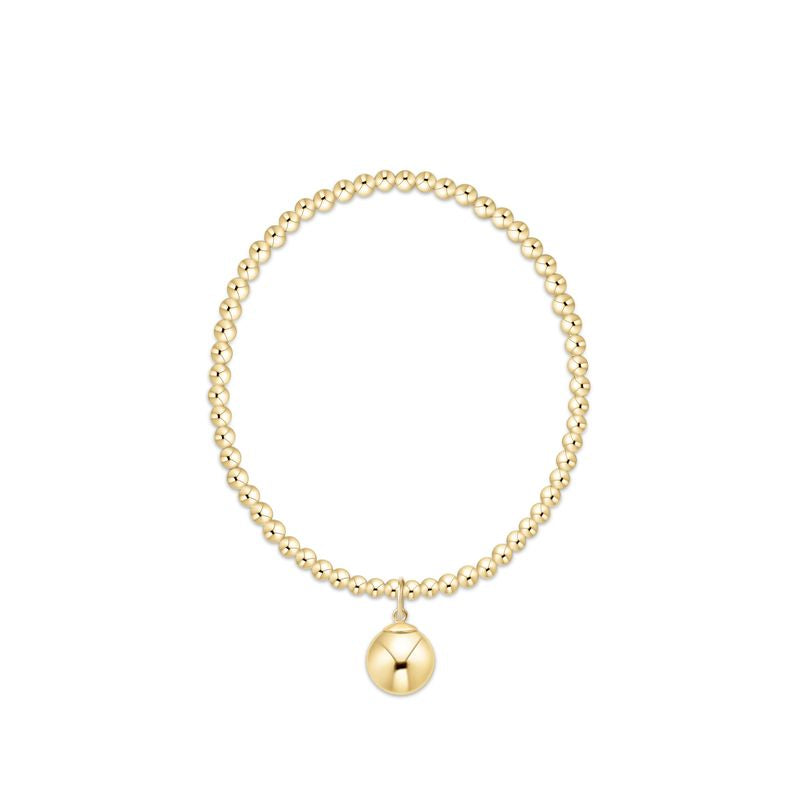 Classic Gold 3mm Bracelet - Classic Gold 10mm Charm