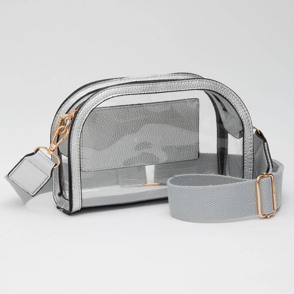 Faux Leather Transparent Crossbody Camera Bag