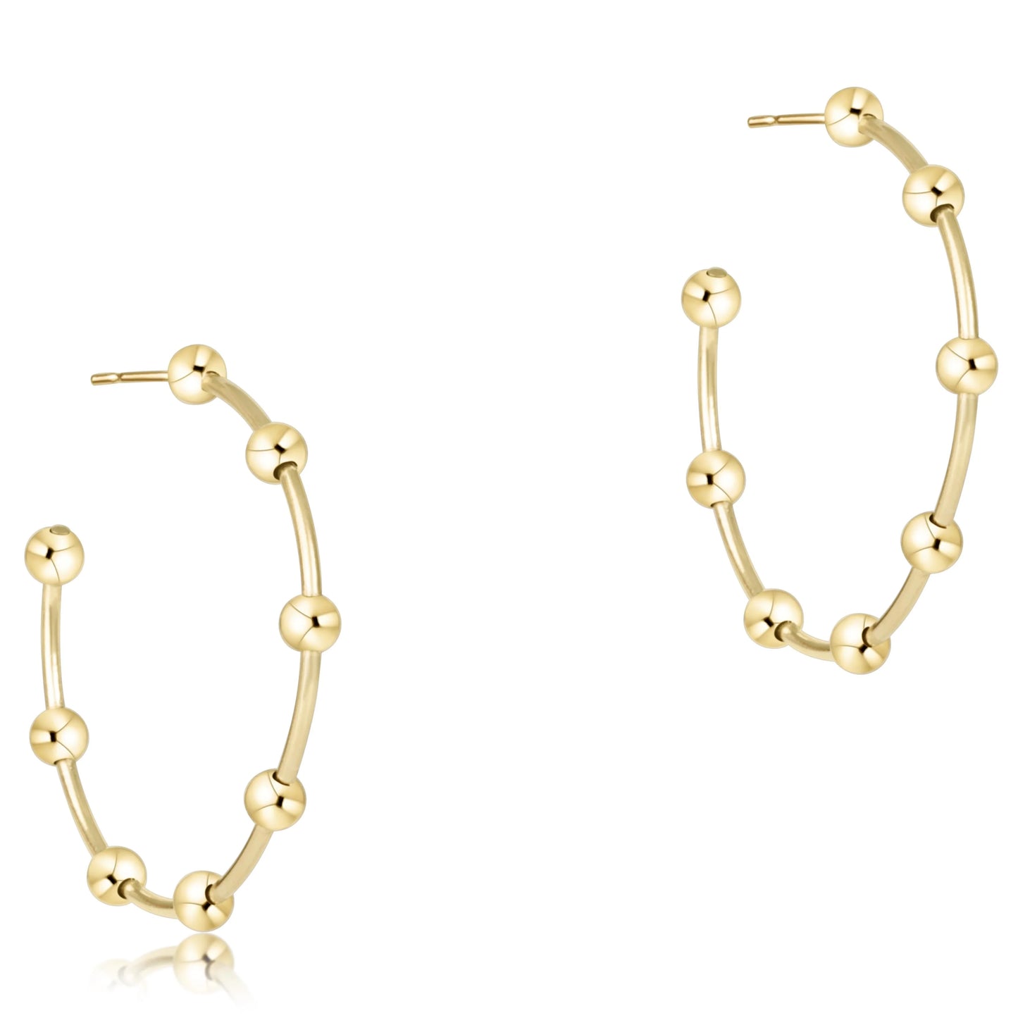 Beaded Simplicity 1" gold post hoop - 4mm