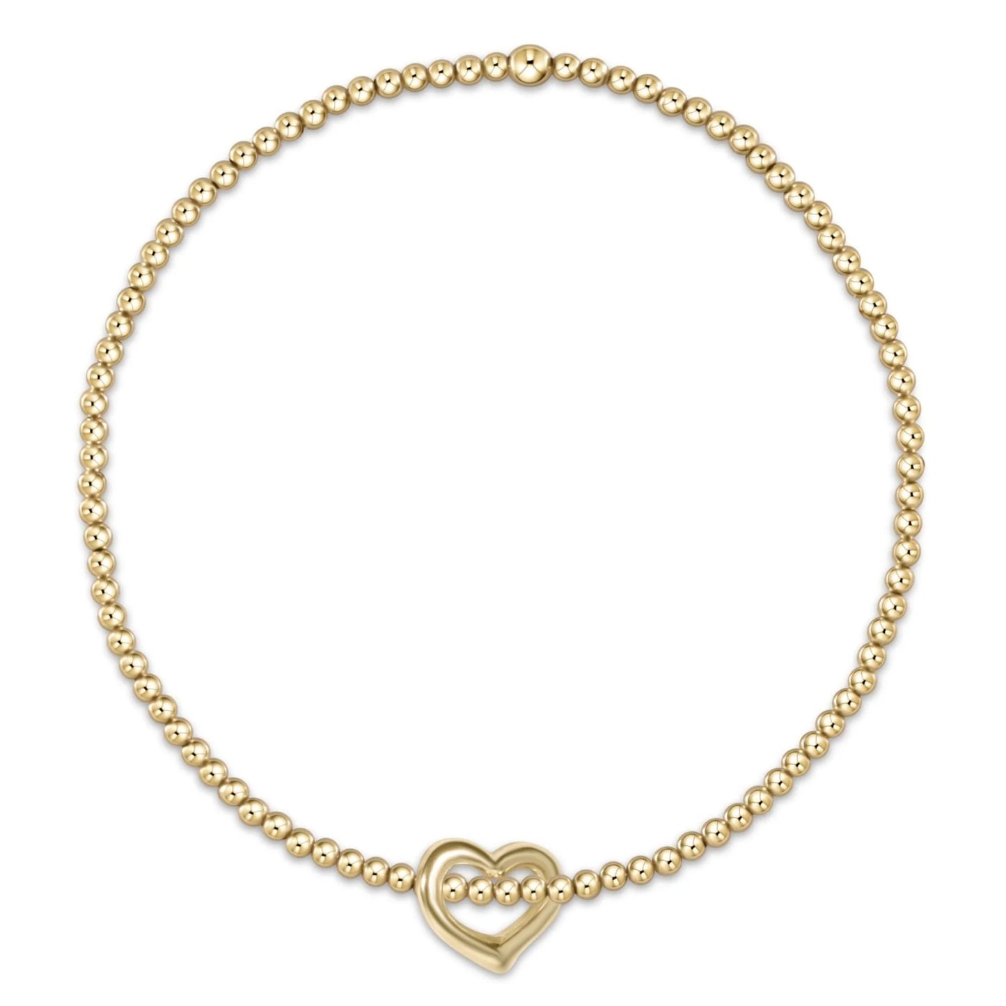 Egirl classic gold 2mm bead bracelet - Love small gold charm