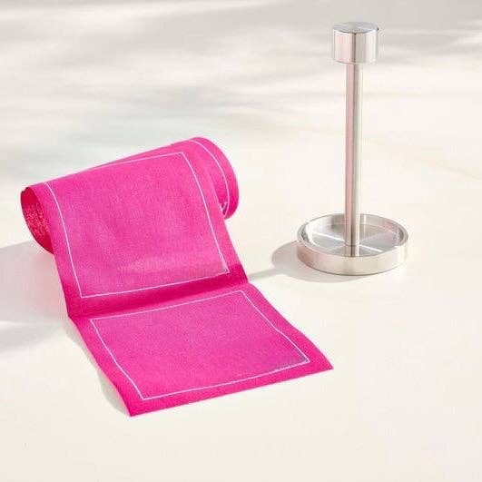 Solid Blush Crush Cocktail Napkins White Border Only