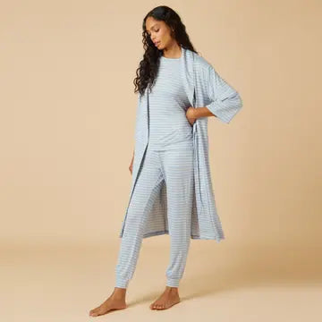 Ultra Soft Women's 42" Dream Shawl Collar Robe - Blue Stripe