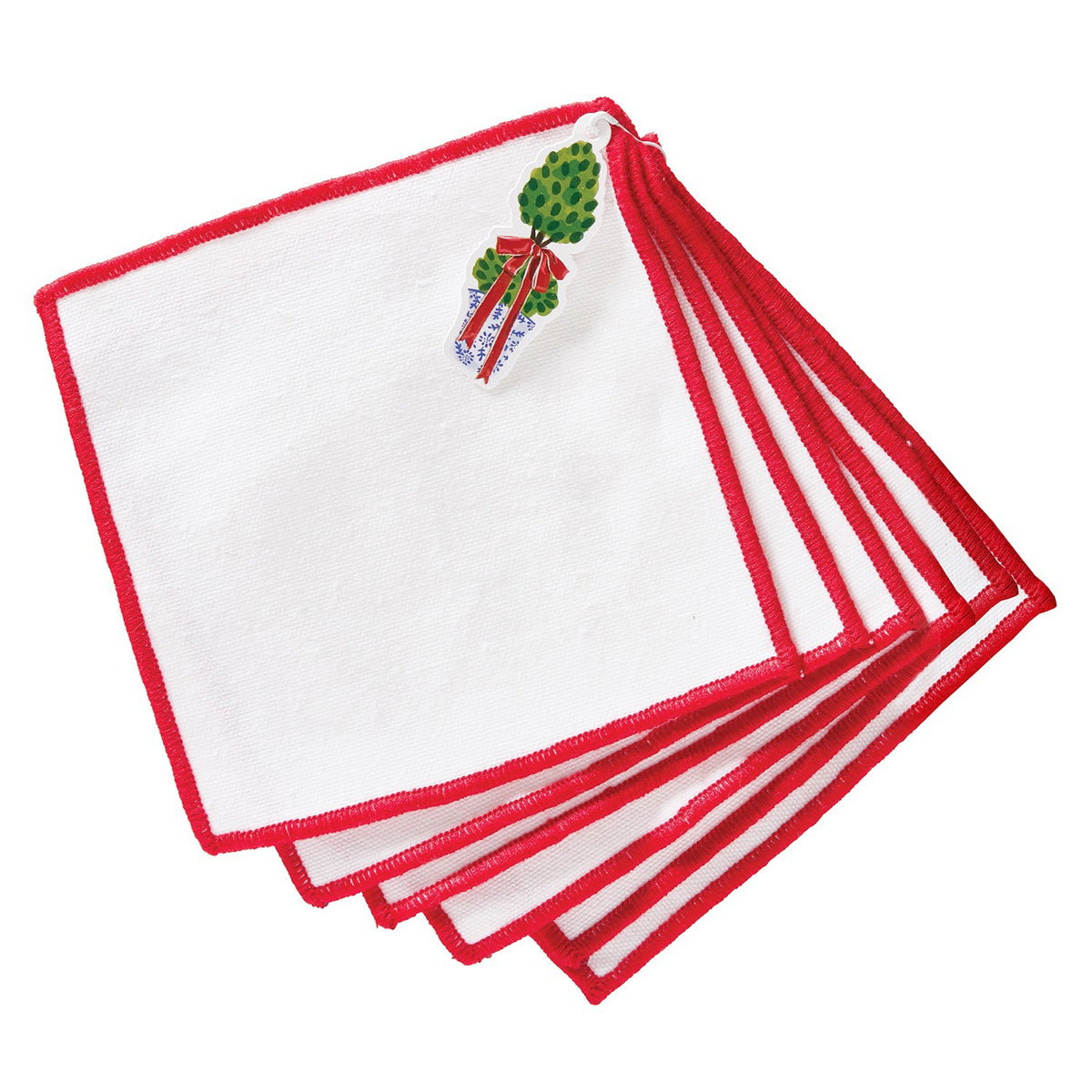 Overlocked Napkin - S/6 - Red