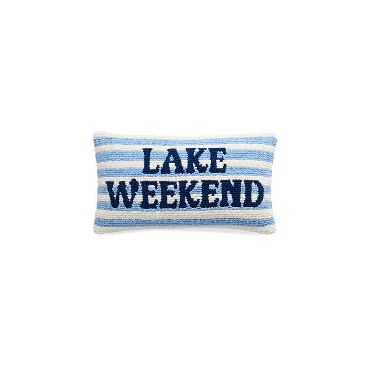 "LAKE WEEKEND" PILLOW,BLUE