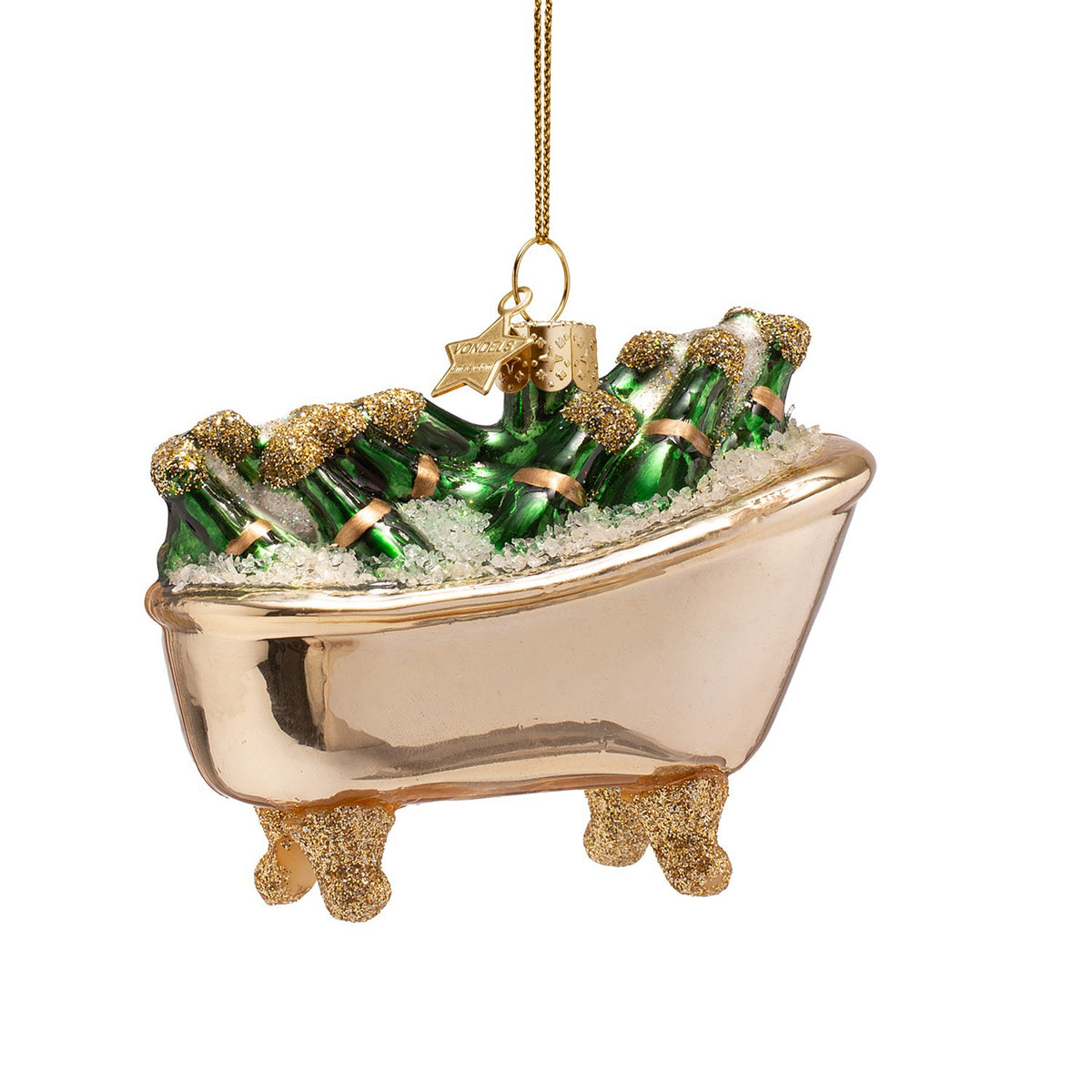 Ornament glass bathtub with bottles H2.5"