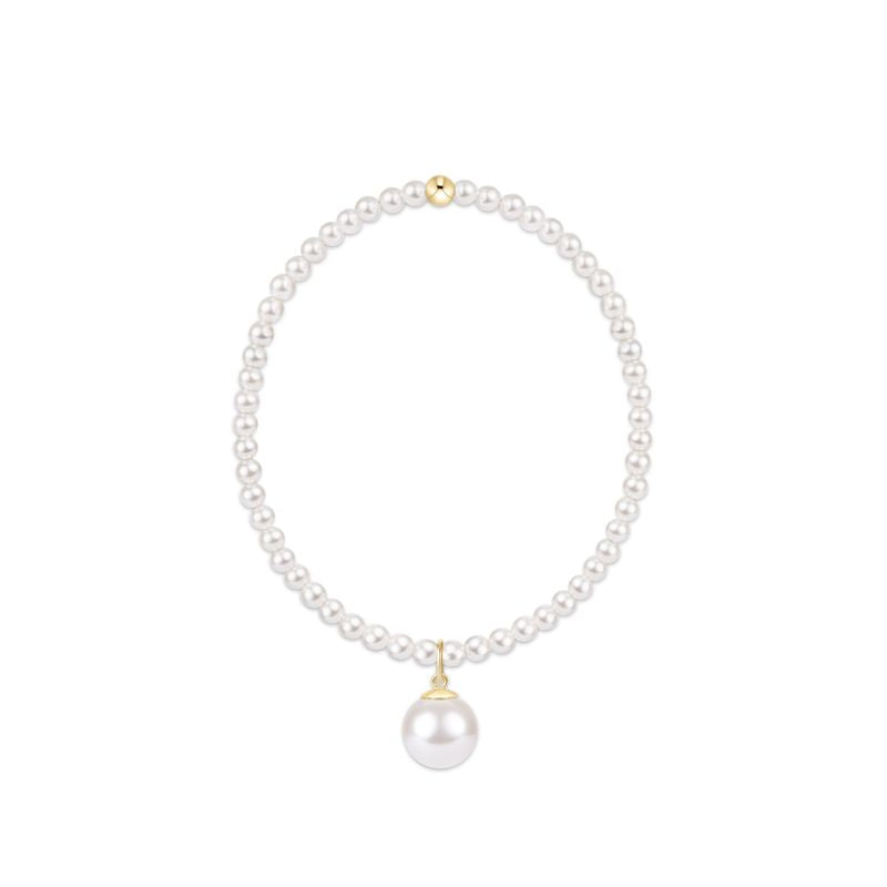 Classic Pearl 3mm bracelet - Classic Pearl 10mm Charm