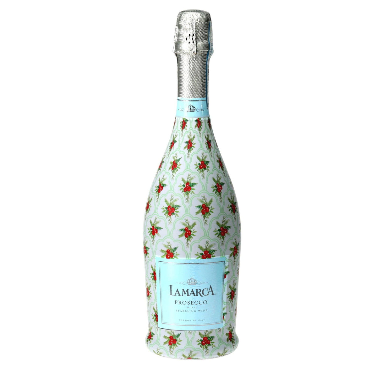 Limited Edition Scalloped Christmas Berries Prosecco Bottle Wrap