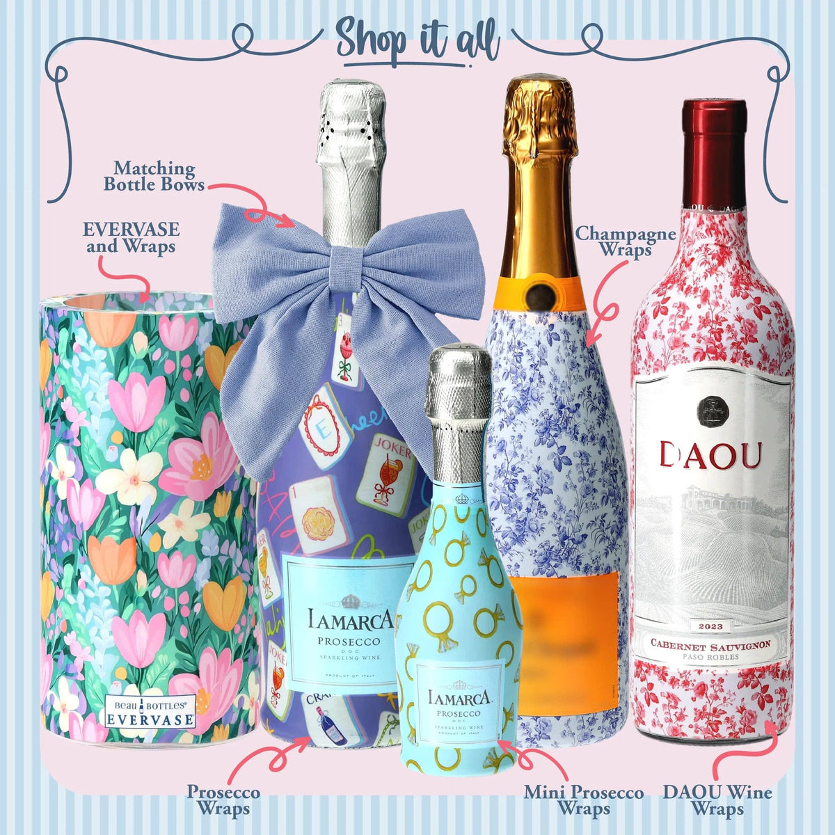 Pink Pearls & Prosecco Prosecco Bottle Wrap